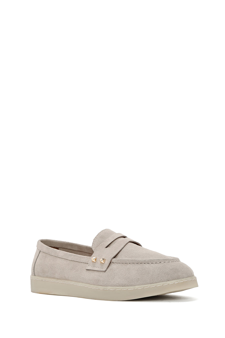 Women's Mink Stone Detailed Suede Leather Loafer