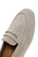 Kadın Vizon Taş Detaylı Süet Deri Loafer | Derimod