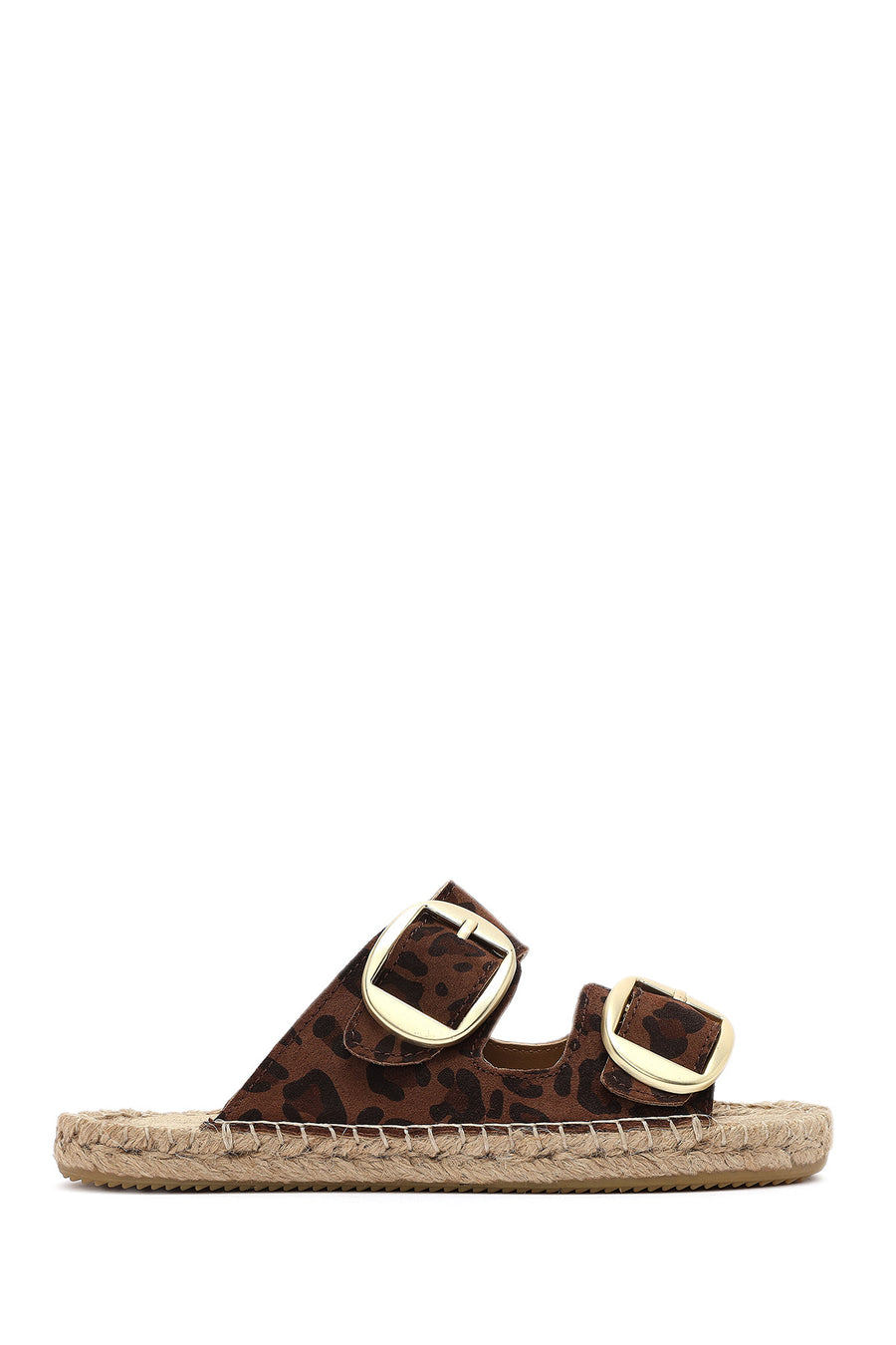 Women's Leopard Buckled Suede Leather Espadrille Slippers 25SFD205010 | Derimod