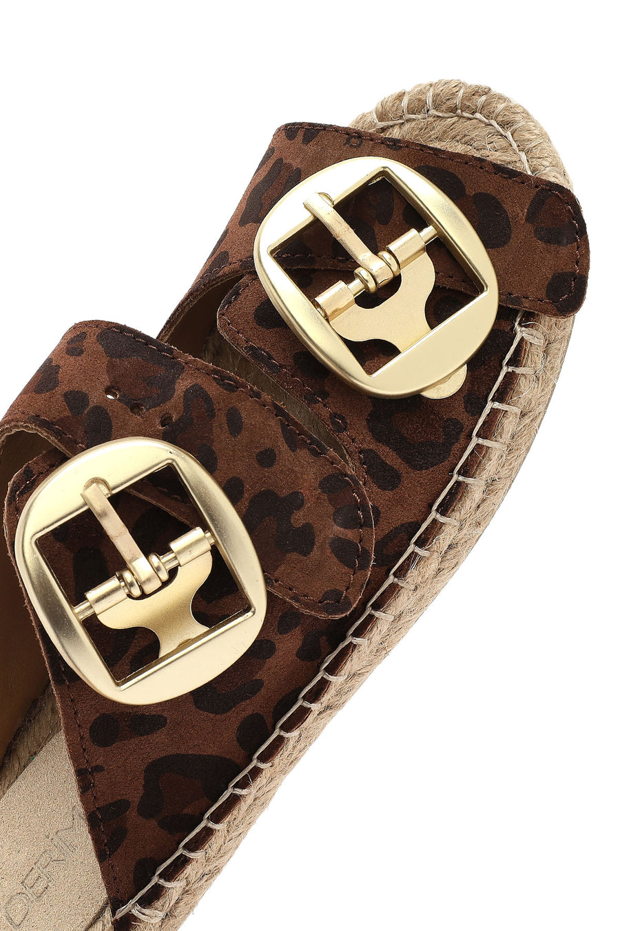 Women's Leopard Buckled Suede Leather Espadrille Slippers