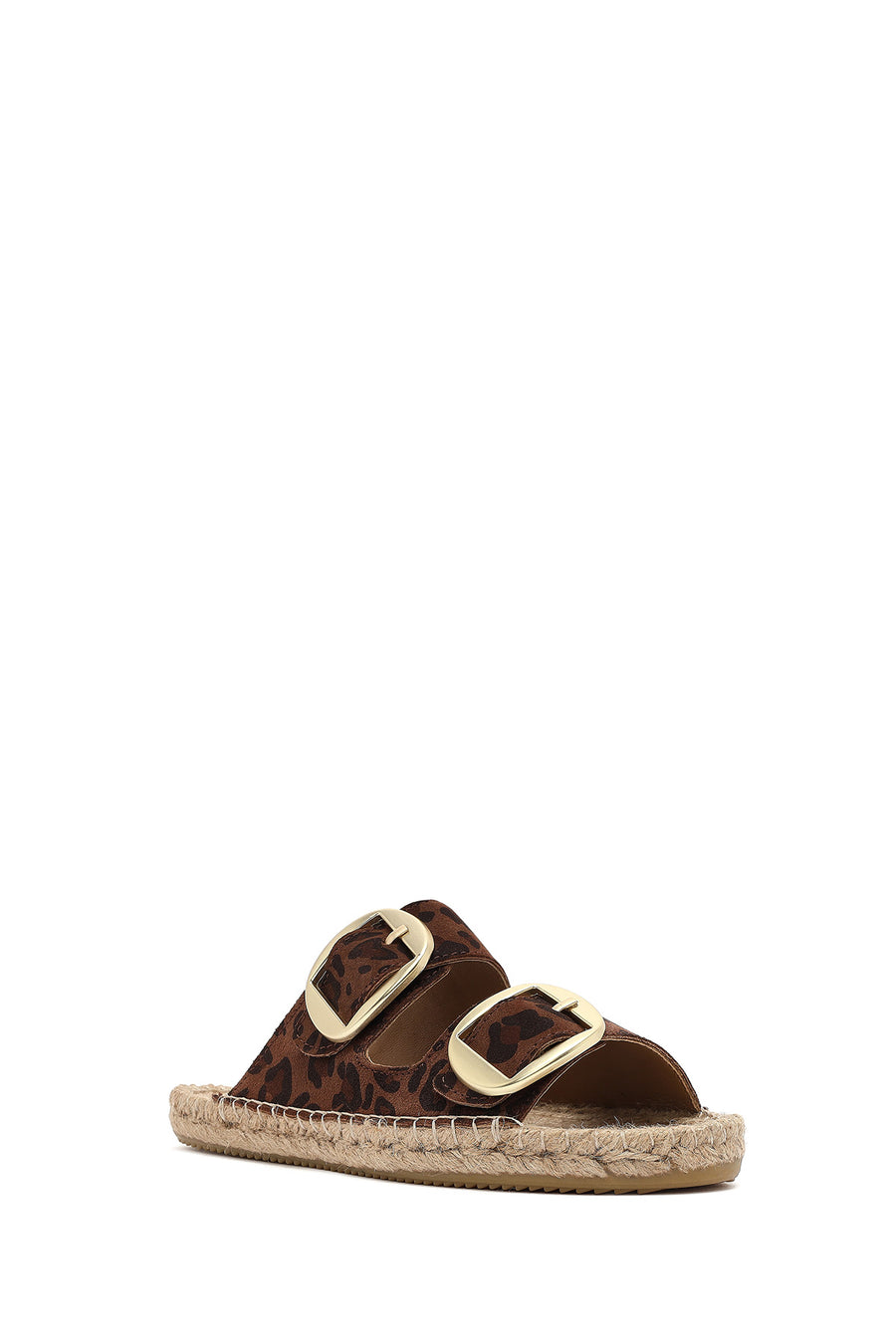 Women's Leopard Buckled Suede Leather Espadrille Slippers