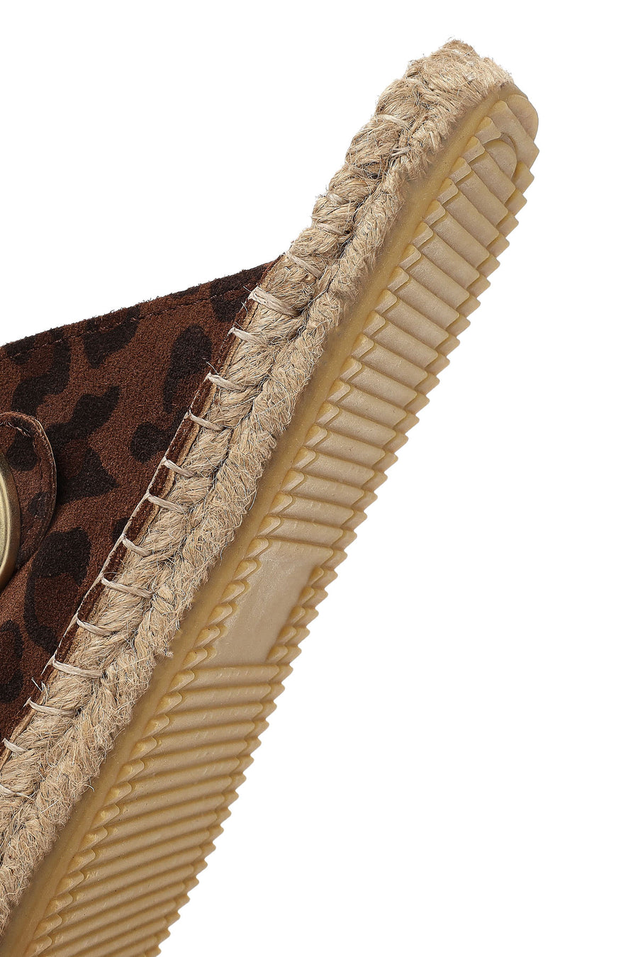 Women's Leopard Buckled Suede Leather Espadrille Slippers