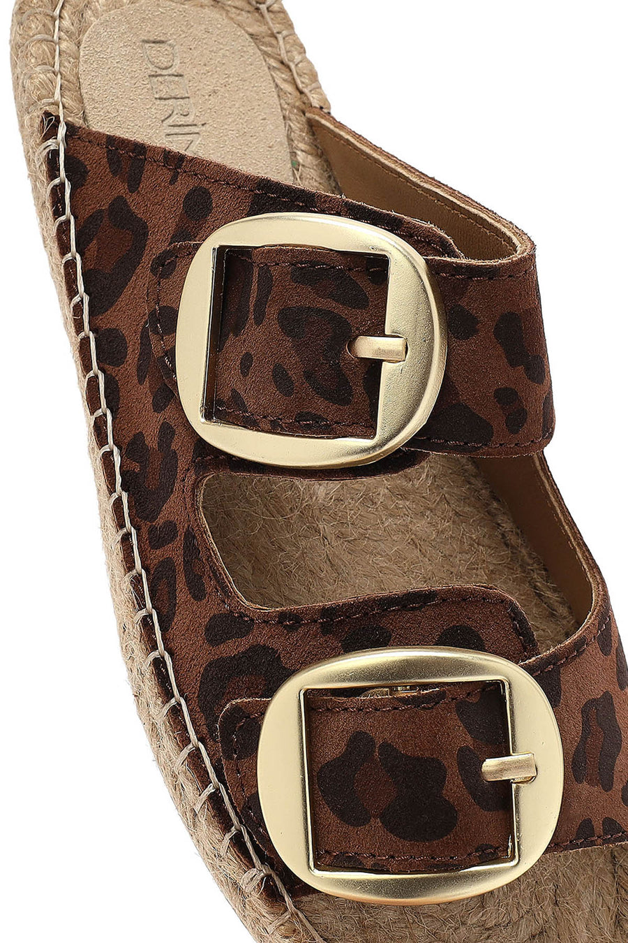 Women's Leopard Buckled Suede Leather Espadrille Slippers