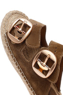 Kadın Vizon Tokalı Süet Deri Espadril Terlik | Derimod