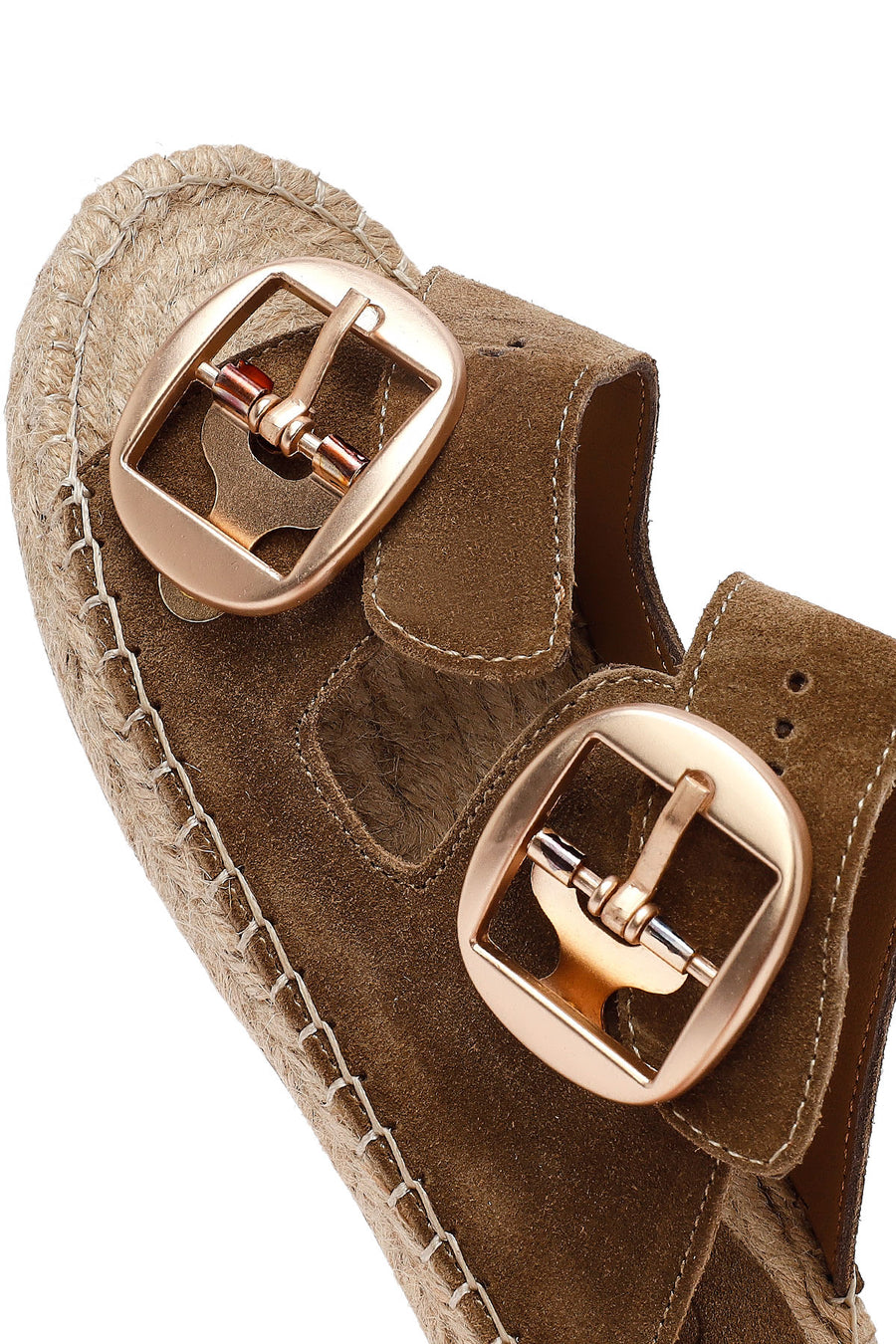 
Women's Mink Buckle Suede Leather Espadrille Slippers
