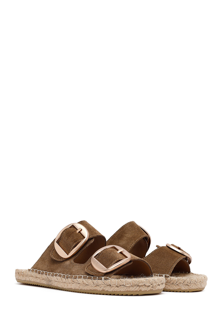 
Women's Mink Buckle Suede Leather Espadrille Slippers
