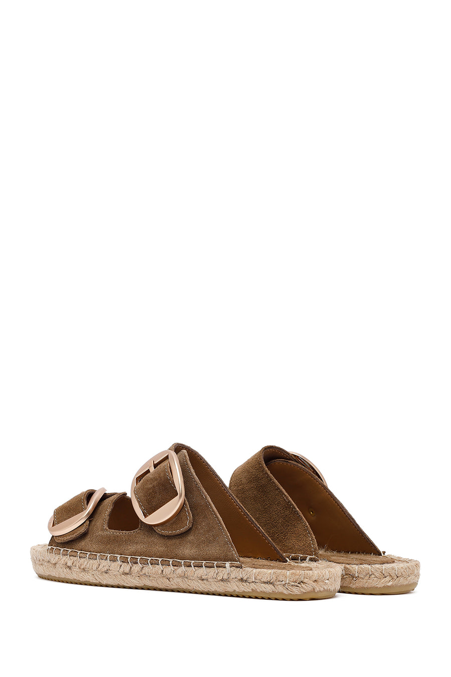 
Women's Mink Buckle Suede Leather Espadrille Slippers

