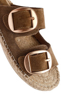 Kadın Vizon Tokalı Süet Deri Espadril Terlik | Derimod