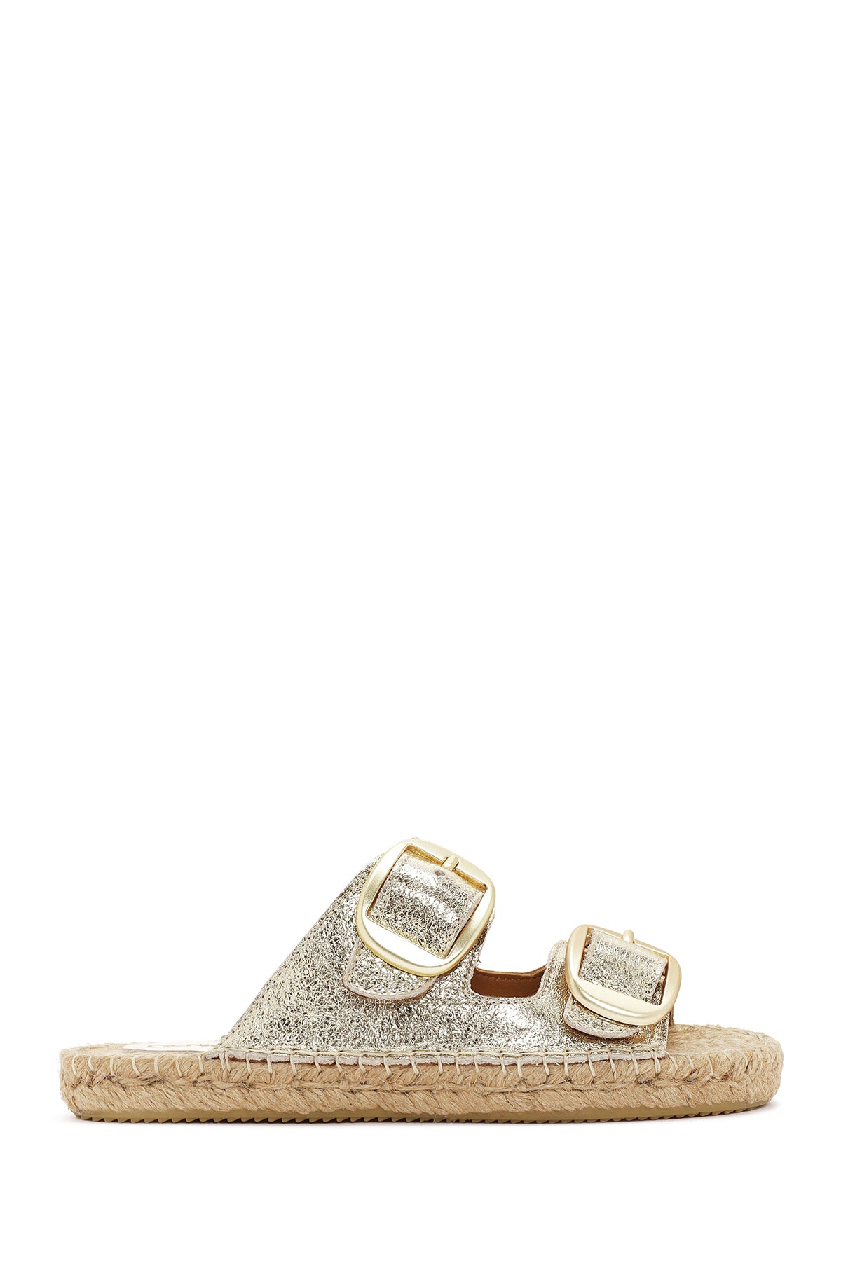 Women's Gold Leather Metallic Espadrille Slippers 25SFD205032 | Derimod