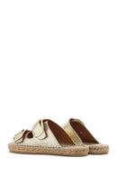 Women's Gold Leather Metallic Espadrille Slippers | Derimod