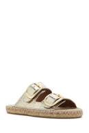Women's Gold Leather Metallic Espadrille Slippers | Derimod