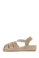 Women's Beige Suede Leather Espadrille Sandals | Derimod