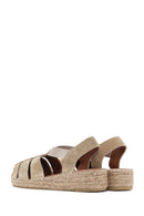 Women's Beige Suede Leather Espadrille Sandals | Derimod