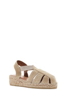 Women's Beige Suede Leather Espadrille Sandals | Derimod