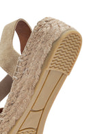 Women's Beige Suede Leather Espadrille Sandals | Derimod