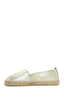 Women's Gold Metallic Leather Espadrilles | Derimod