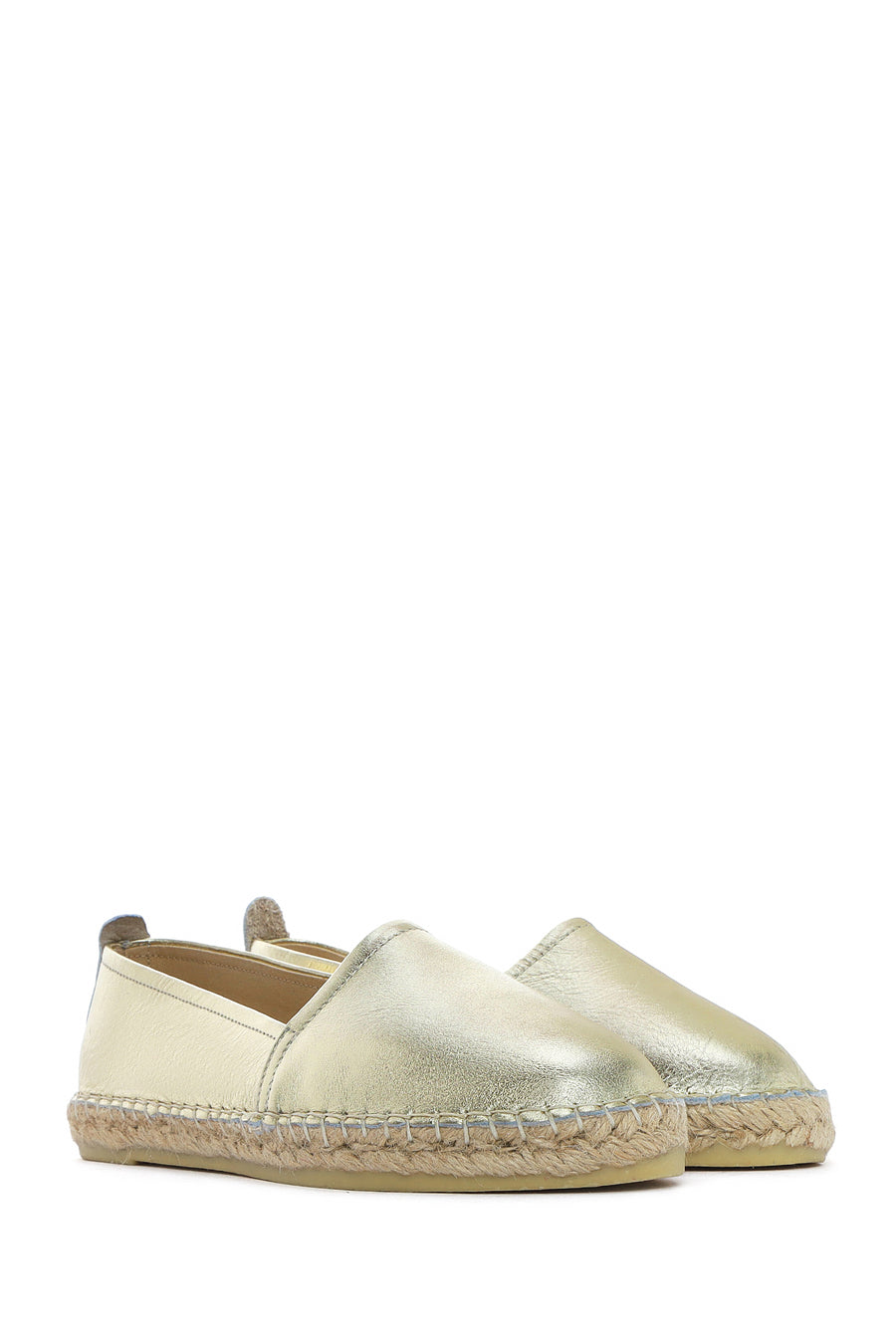 Women's Gold Metallic Leather Espadrilles
