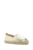 Women's Gold Metallic Leather Espadrilles | Derimod