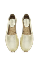 Women's Gold Metallic Leather Espadrilles | Derimod