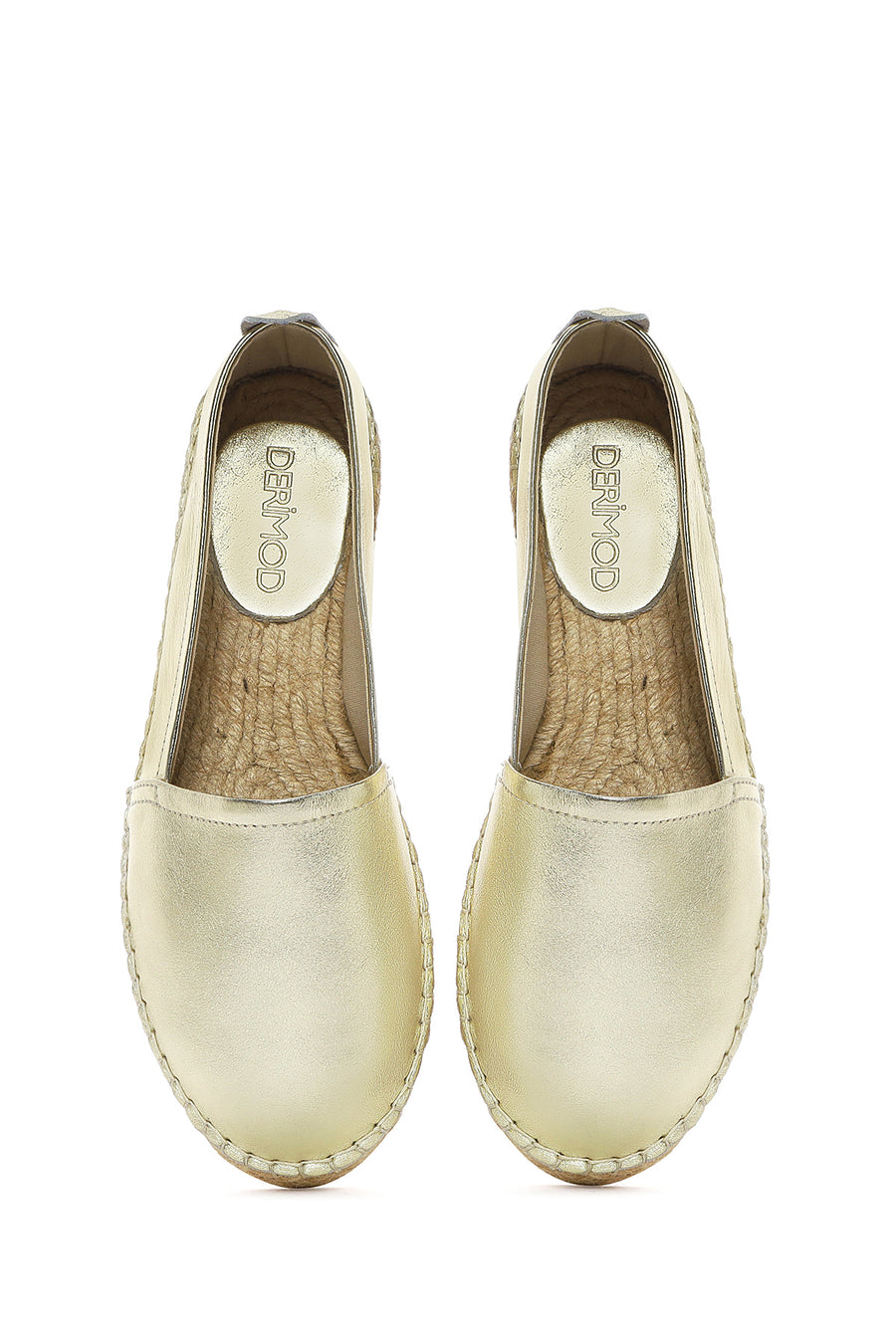 Women's Gold Metallic Leather Espadrilles
