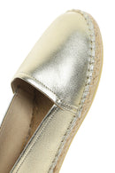 Women's Gold Metallic Leather Espadrilles | Derimod