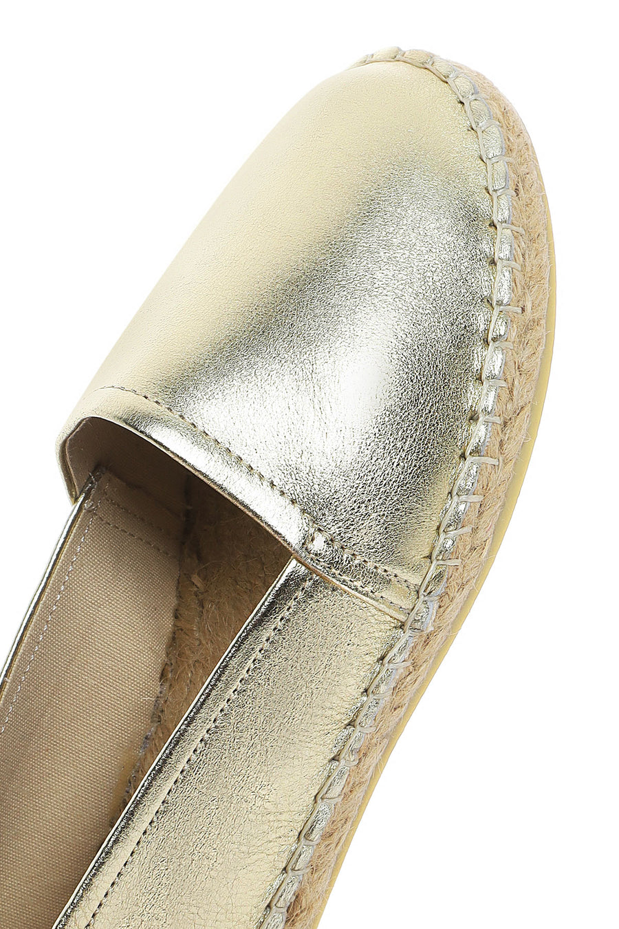 Women's Gold Metallic Leather Espadrilles