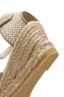 Kadın Bej Bilekten Bantlı Dolgu Topuklu Süet Deri Espadril | Derimod