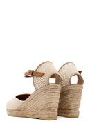 Kadın Bej Bilekten Bantlı Dolgu Topuklu Espadril | Derimod