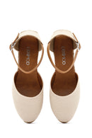 Kadın Bej Bilekten Bantlı Dolgu Topuklu Espadril | Derimod