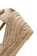 Kadın Bej Bilekten Bantlı Dolgu Topuklu Espadril | Derimod