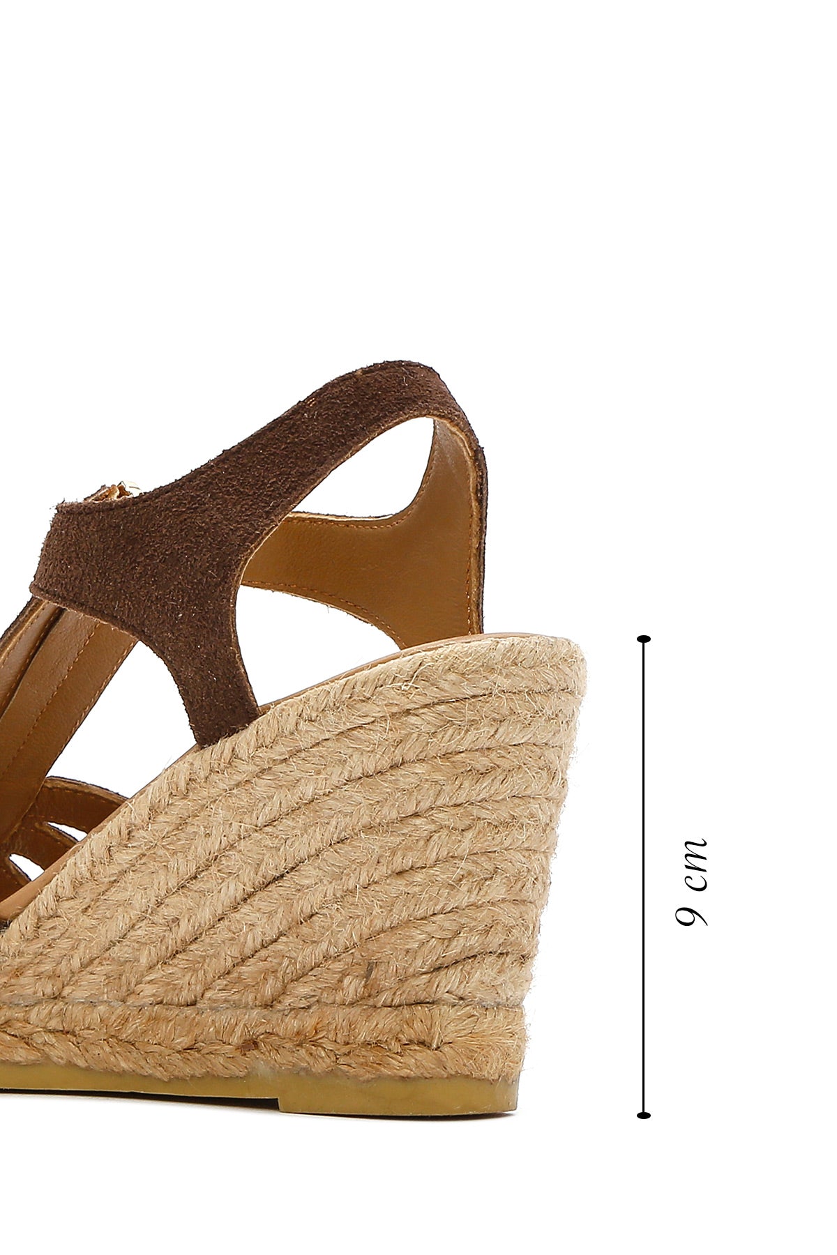 Kadın Kahverengi Fermuarlı Dolgu Topuklu Süet Deri Espadril
