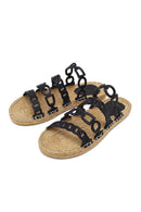 Women's Black Leather Slippers | Derimod