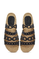 Women's Black Leather Slippers | Derimod