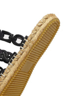 Women's Black Leather Slippers | Derimod