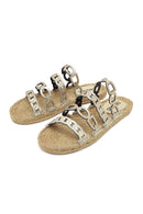 Women's Gold Metallic Leather Slippers | Derimod