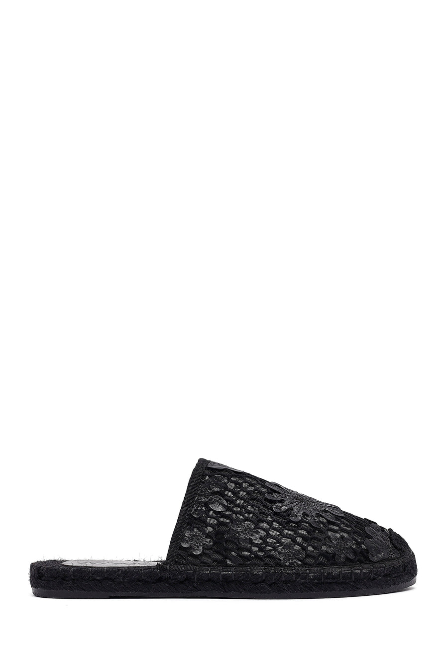 Women's Black Patterned Espadrille Sandals 25SFD20626F | Derimod