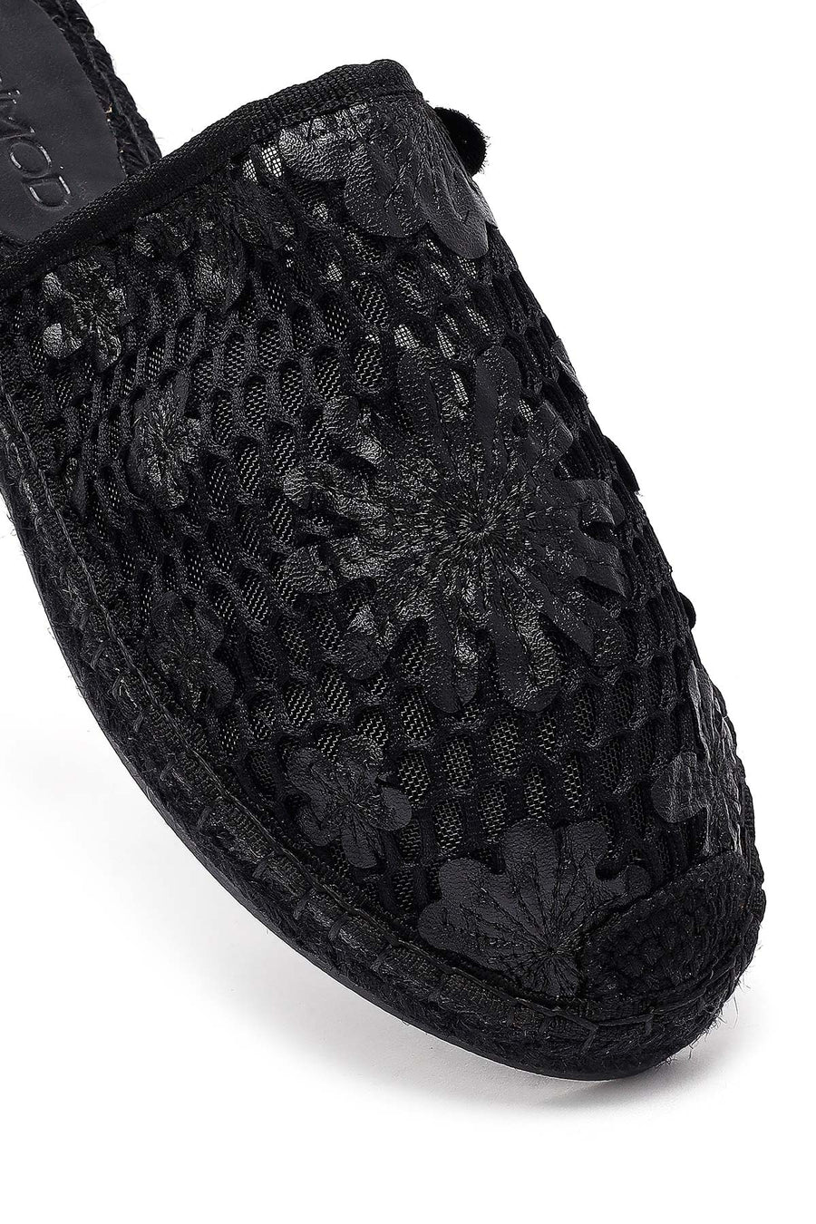 Women's Black Patterned Espadrille Sandals