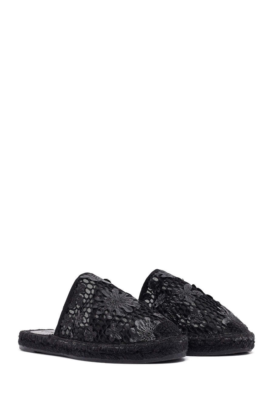 Women's Black Patterned Espadrille Sandals