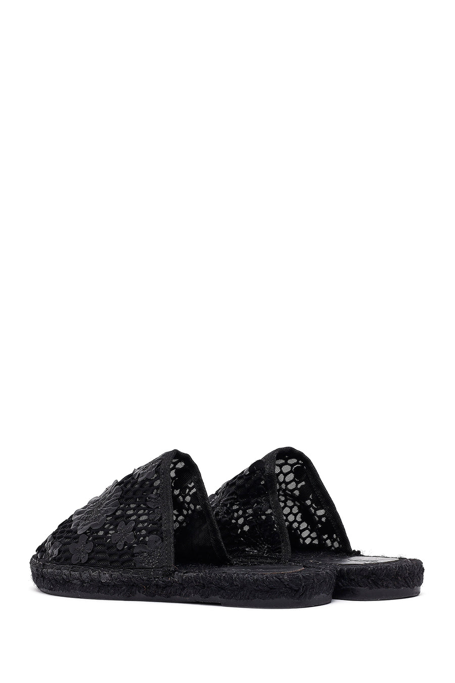 Women's Black Patterned Espadrille Sandals