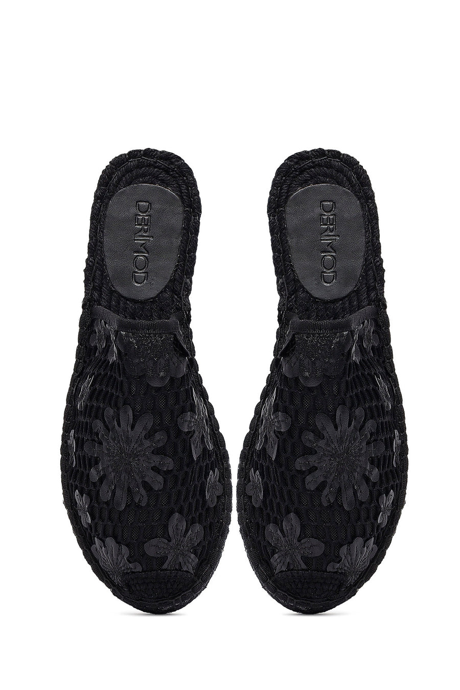 Women's Black Patterned Espadrille Sandals