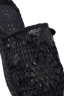 Women's Black Patterned Espadrille Sandals | Derimod