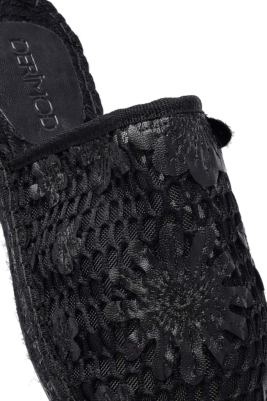 Women's Black Patterned Espadrille Sandals