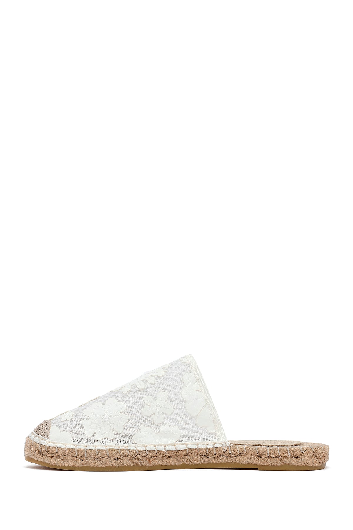 Kadın Krem Desenli Espadril Terlik