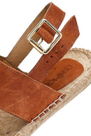 Kadın Turuncu Örgü Detaylı Süet Deri Espadril | Derimod