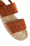 Kadın Turuncu Örgü Detaylı Süet Deri Espadril | Derimod