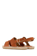 Kadın Turuncu Örgü Detaylı Süet Deri Espadril | Derimod