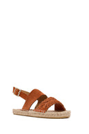 Kadın Turuncu Örgü Detaylı Süet Deri Espadril | Derimod