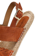 Kadın Turuncu Örgü Detaylı Süet Deri Espadril | Derimod