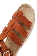 Kadın Taba Tokalı Süet Deri Espadril Sandalet | Derimod