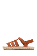 Kadın Taba Tokalı Süet Deri Espadril Sandalet | Derimod